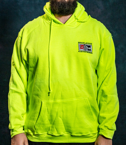AO5 - SAFETY GREEN, HOODED SWEATSHIRT WITH BAC LOGO