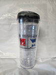 BT1 - 22 oz. Clear Plastic Tumbler with Black Lid Screened w/ IUBAC Tablet Logo