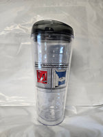 BT1 - 22 oz. Clear Plastic Tumbler with Black Lid Screened w/ IUBAC Tablet Logo