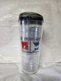 BT1 - 22 oz. Clear Plastic Tumbler with Black Lid Screened w/ IUBAC Tablet Logo