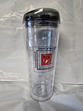 Load image into Gallery viewer, BT1 - 22 oz. CLEAR PLASTIC TUMBLER WITH BLACK LID w/ IUBAC TABLET LOGO