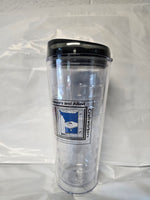 BT1 - 22 oz. Clear Plastic Tumbler with Black Lid Screened w/ IUBAC Tablet Logo