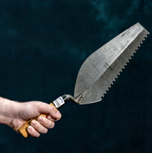 Load image into Gallery viewer, HB8ZL - LEFT-HANDED NOTCHED BRICK TROWEL W/ WOOD HANDLE