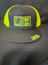 Load image into Gallery viewer, C29- BLACK CAP w/ EMBROIDERED BAC LOGO IN SAFETY GREEN