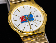 Load image into Gallery viewer, K10 - MEN'S TARDITIONAL GOLD WATCH w/ FULL COLOR BAC LOGO
