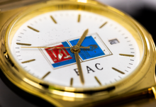 Load image into Gallery viewer, K10 - MEN'S TARDITIONAL GOLD WATCH w/ FULL COLOR BAC LOGO