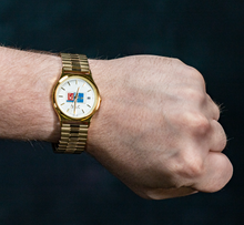 Load image into Gallery viewer, K10 - MEN'S TARDITIONAL GOLD WATCH w/ FULL COLOR BAC LOGO