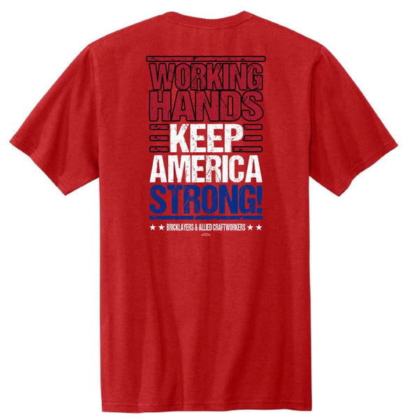 RS1 - IUBAC Working Hands Keep America Strong T-Shirt (Red)