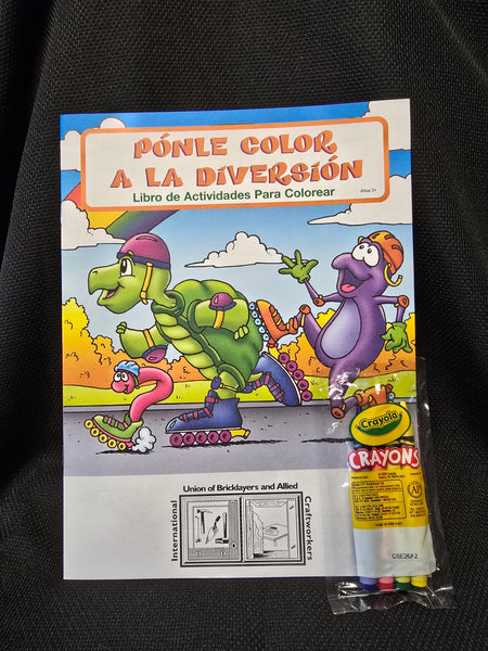 SCB1 - "Fun to Color" 16 Page Coloring Book Screened w/ IUBAC Tablet Logo on Cover - Spanish