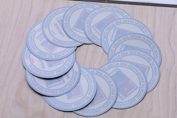 TD100 - 4" DECALS WITH ADHESIVE ON THE FRONT- AVAILABLE IN A VARIETY OF TRADES (PER 100)