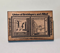 WL1 - Wooden Lapel Pin w/ IUBAC Tablet Logo