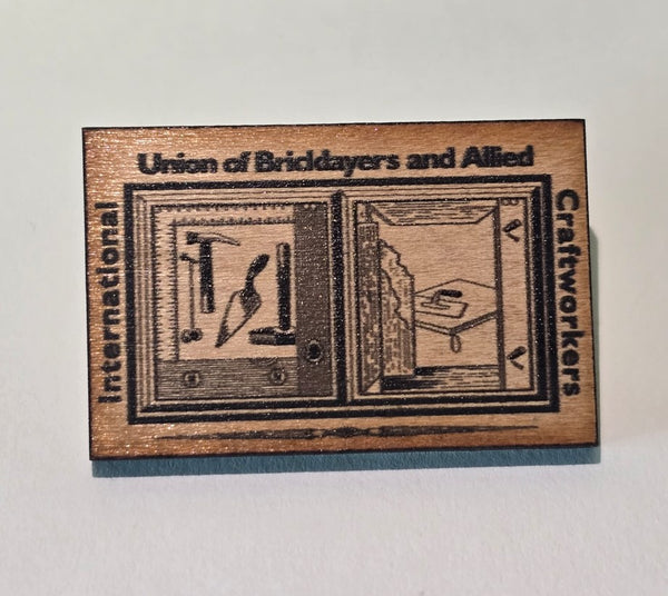 WL1 - Wooden Lapel Pin w/ IUBAC Tablet Logo
